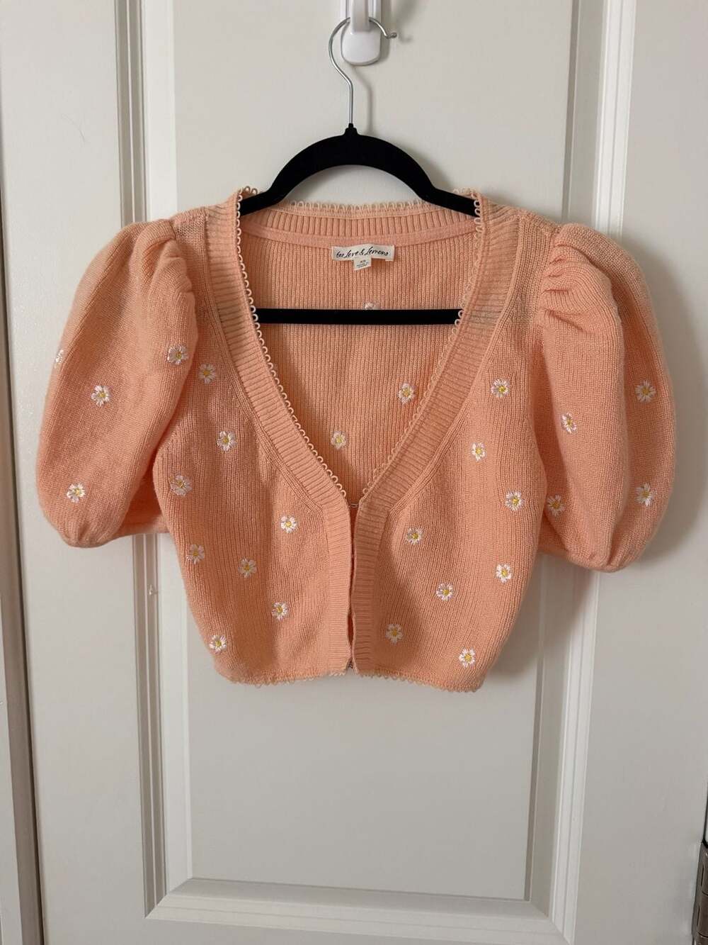 For Love & Lemons Daisy Embroidered Cardigan Size XS Peach